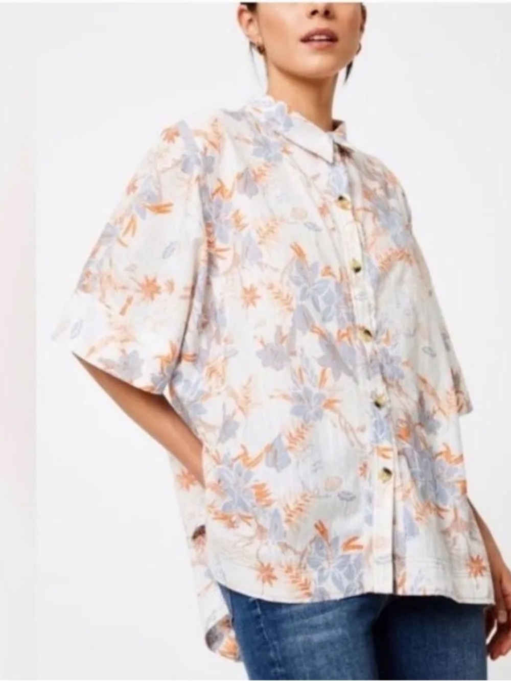 Free People Love Letters Button Down in Ivory Size XL - Picture 7 of 12